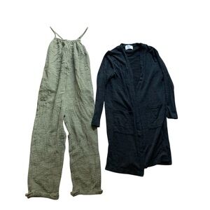 Arizona Jeans Jumpsuit & Old Navy Cardigan Bundle Size 10/12